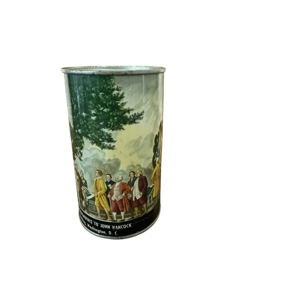 Vintage Tin Bank American Can Co Thomas Jefferson & Declaration of Independence